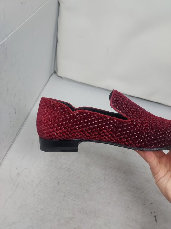 Christian Louboutin Mens Dandy Chick Orlato Bordeaux Red Velvet Shoe